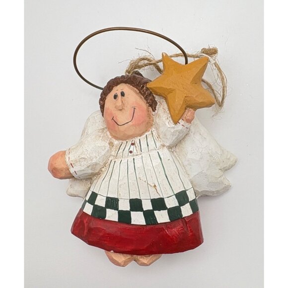 Vintage Eddie Walker Angel Christmas Tree Ornament Holding Star Folk Art - Picture 7 of 7